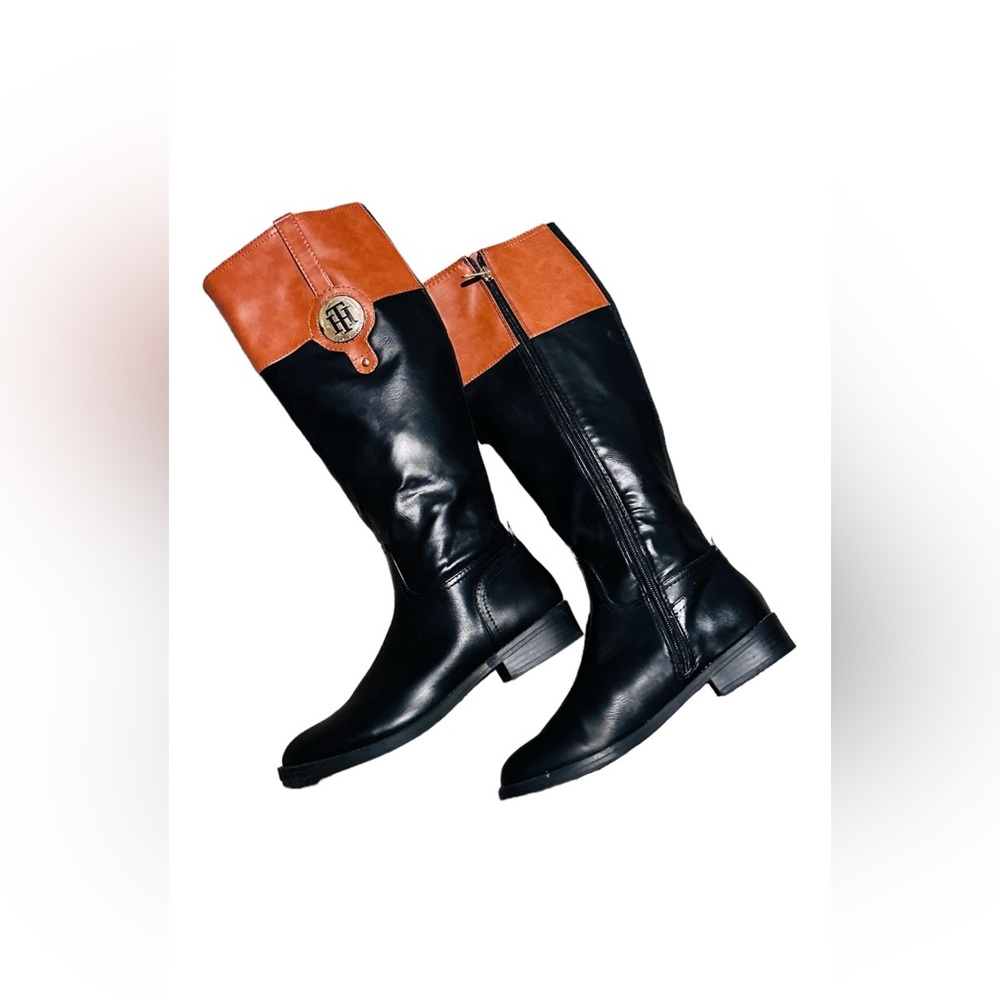 🆕Tommy Hilfiger Wide Calf Riding Boots leather boots - Picture 1 of 15